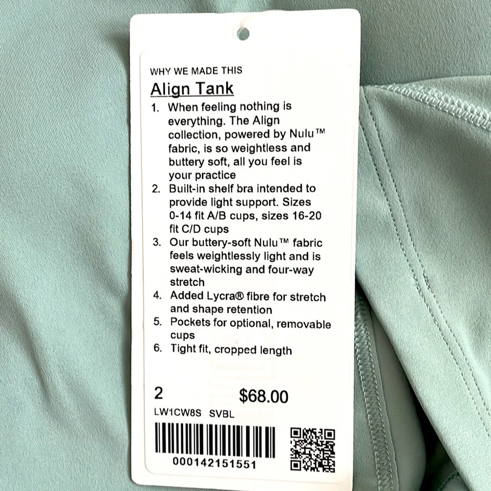 NWT Lululemon Align Tank Top Silver Blue Size 2 - Picture 3 of 10